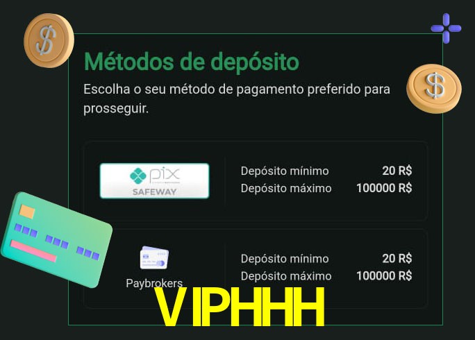 O cassino VIPHHH oferece uma grande variedade de métodos de pagamento